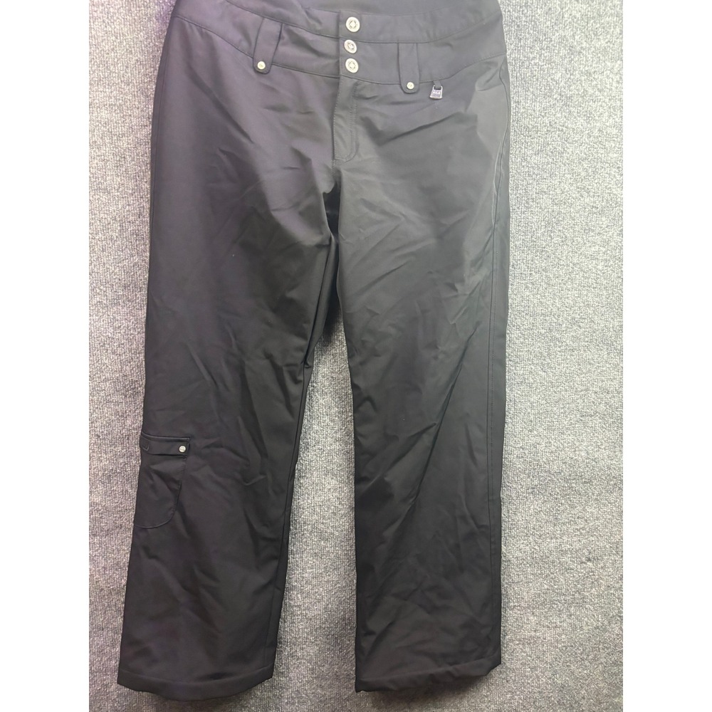 Nils Snow Pants Women 10 Black Insulated Ski Trousers Triple Button Cargo Pocket